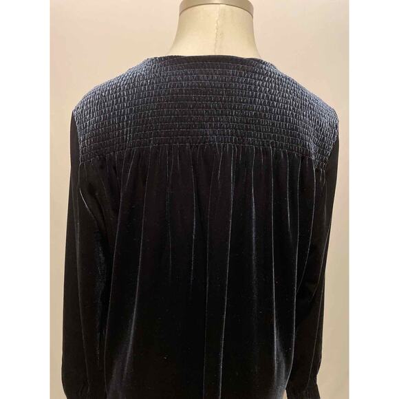 CJ Banks 2X Navy Velveteen Long Sleeve Ruched Shoulder Tunic - Picture 4 of 4